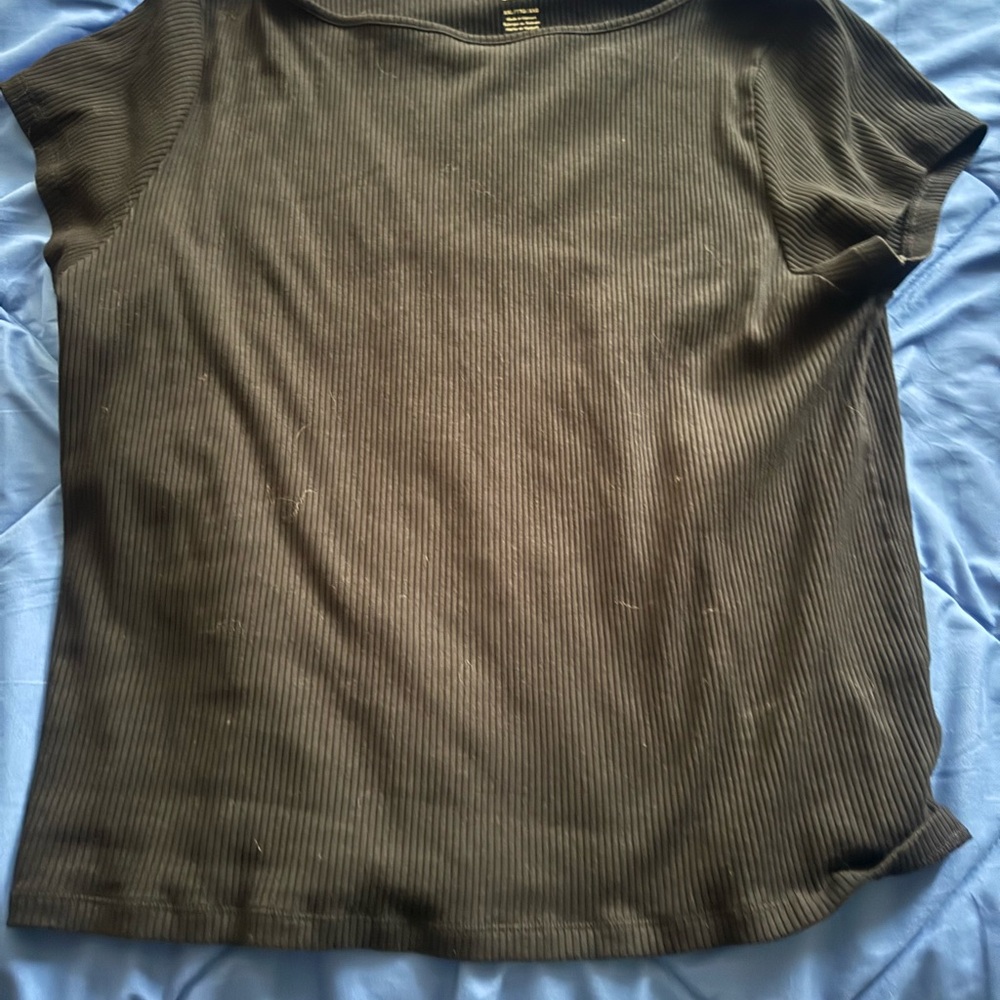 American Eagle Outfitters Black Ribbed Tee